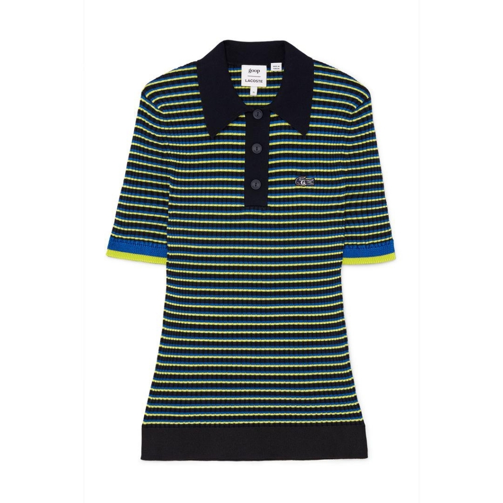 AUTHENTIC LACOSTE X GOOP, WOMEN’S MULTI-COLOR SHORT SLEEVE POLO-SIZE 10 - Picture 1 of 12
